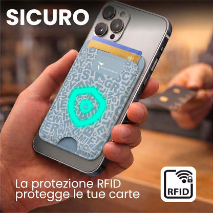 Slim Wallet compatibile MagSafe - Fino a 3 carte, con Anello adattatore (Pattern Write)