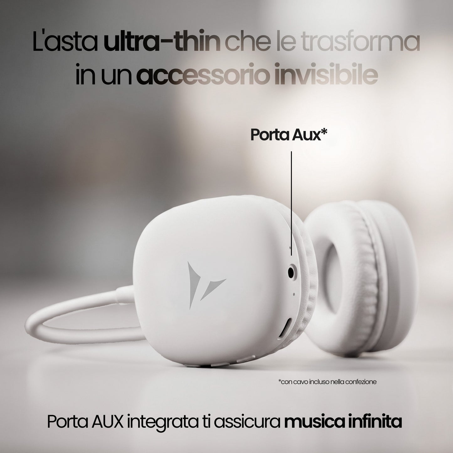 Cuffie Wireless Bluetooth On Ear Ultra Slim