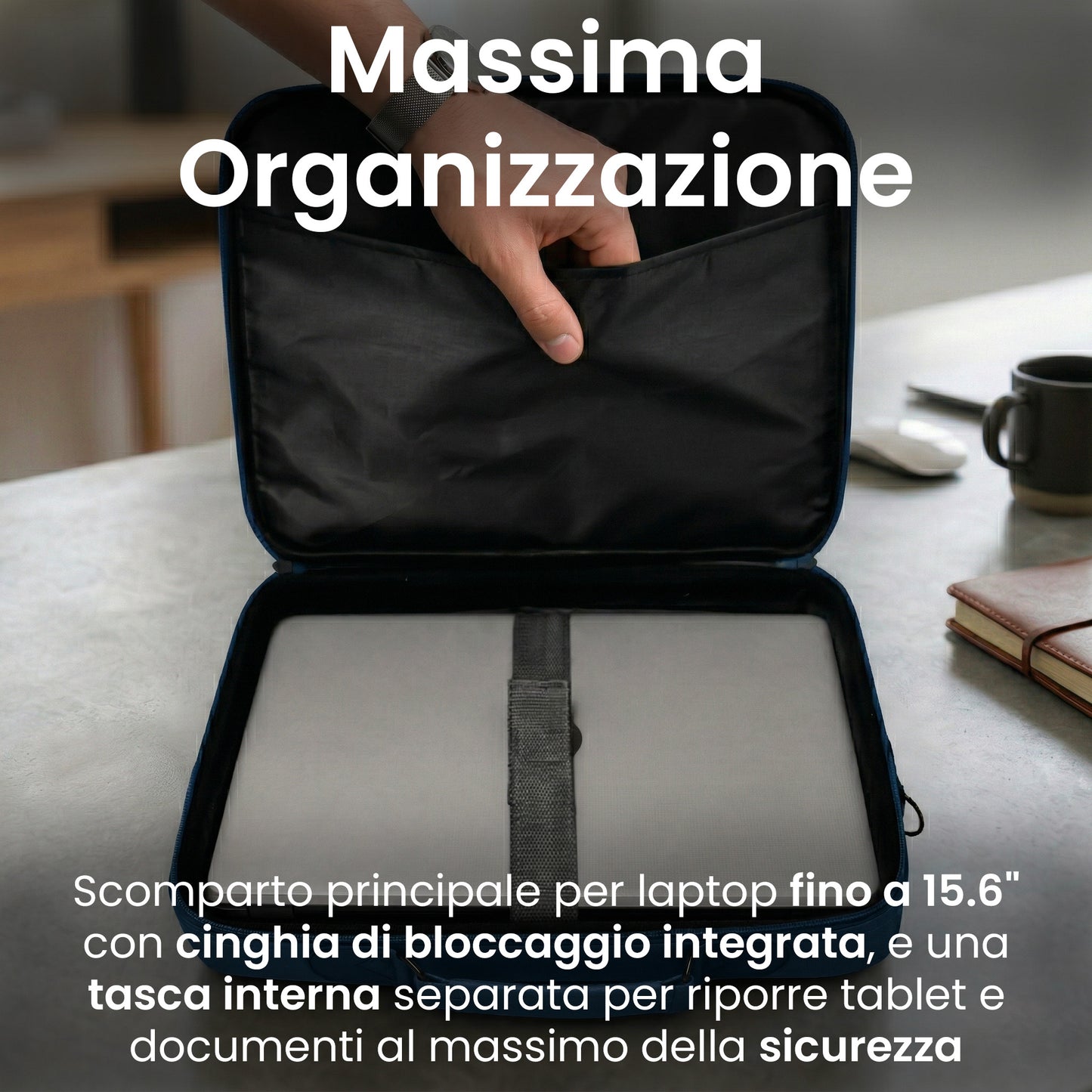 Borsa porta PC - Fino a 15,6" - con Tracolla e Manico