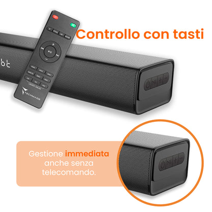Soundbar con Subwoofer 2.1  80W - ARC, Bluetooth, AUX, Ottico