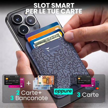 Slim Wallet compatibile MagSafe - Fino a 3 carte, con Anello adattatore (Pattern Write)