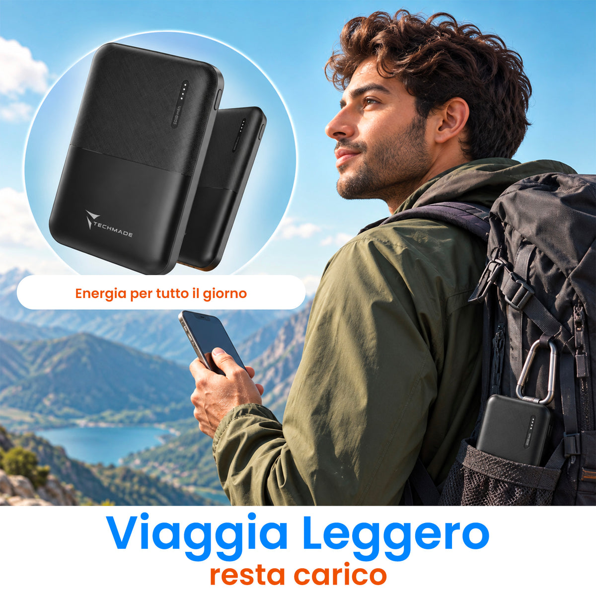 Power Bank 5000mAh, Slim & Compact - Inter