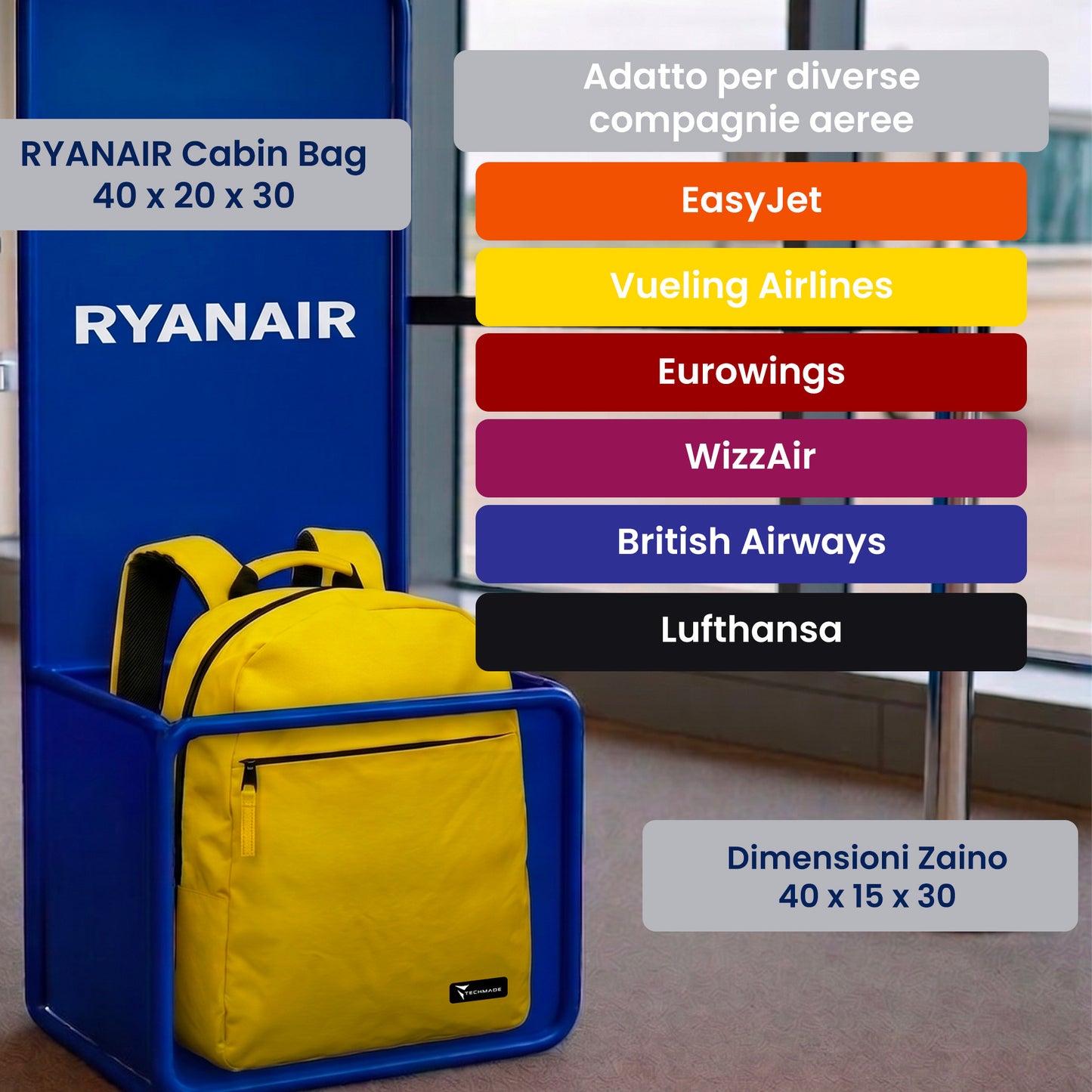 Classic Medium Backpack - 40x30x15 - Lifestyle and Airline Cabin 8105