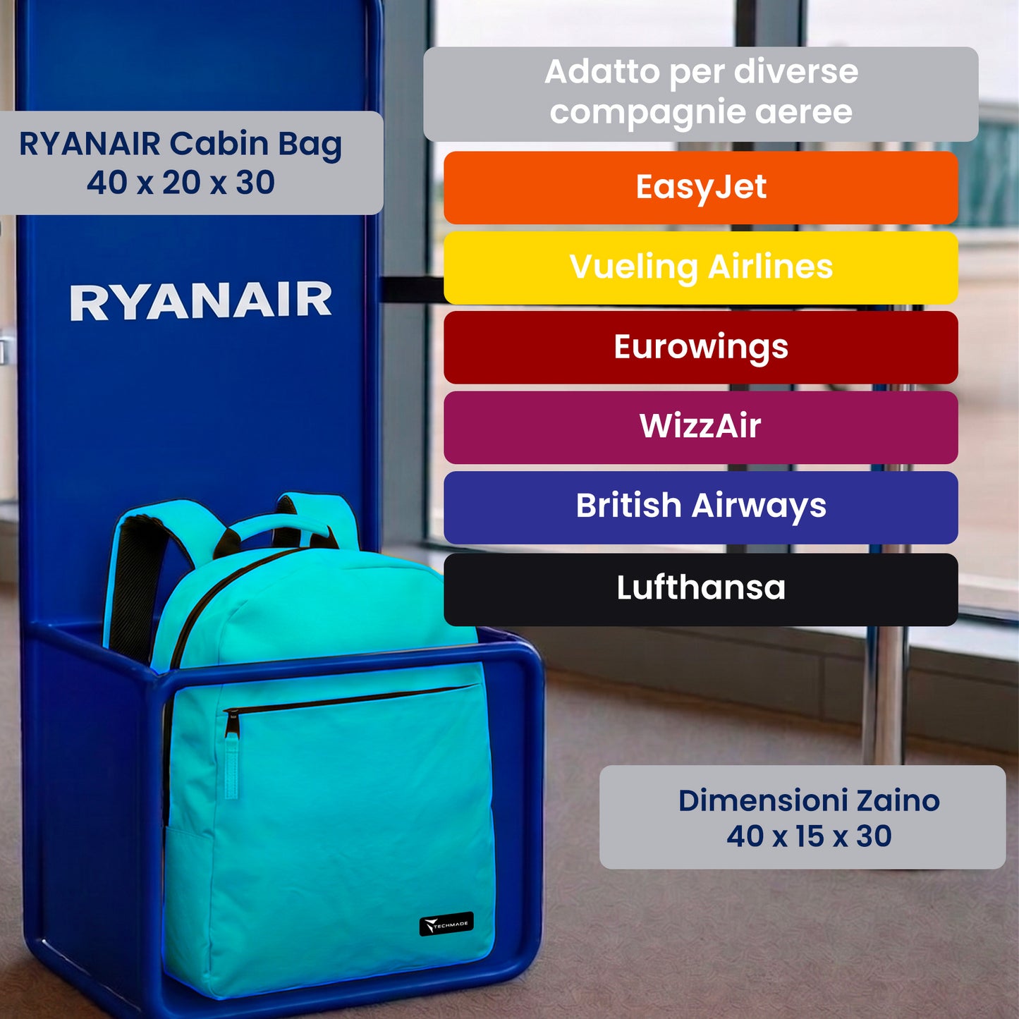 Classic Medium Backpack - 40x30x15 - Lifestyle and Airline Cabin 8105