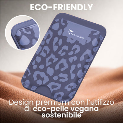 MagSafe Compatible Slim Wallet - Up to 3 Cards, with Adapter Ring (Animal Print)