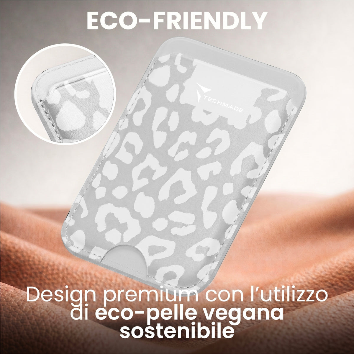 MagSafe Compatible Slim Wallet - Up to 3 Cards, with Adapter Ring (Animal Print)