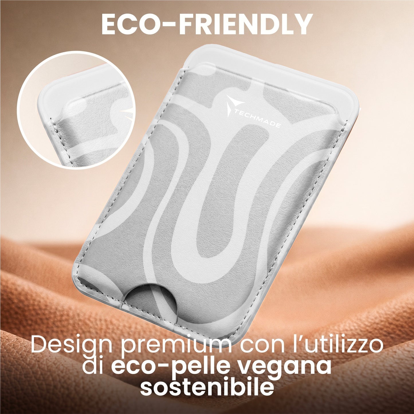 MagSafe Compatible Slim Wallet - Holds up to 3 Cards, with Adapter Ring (Liquid Pattern)