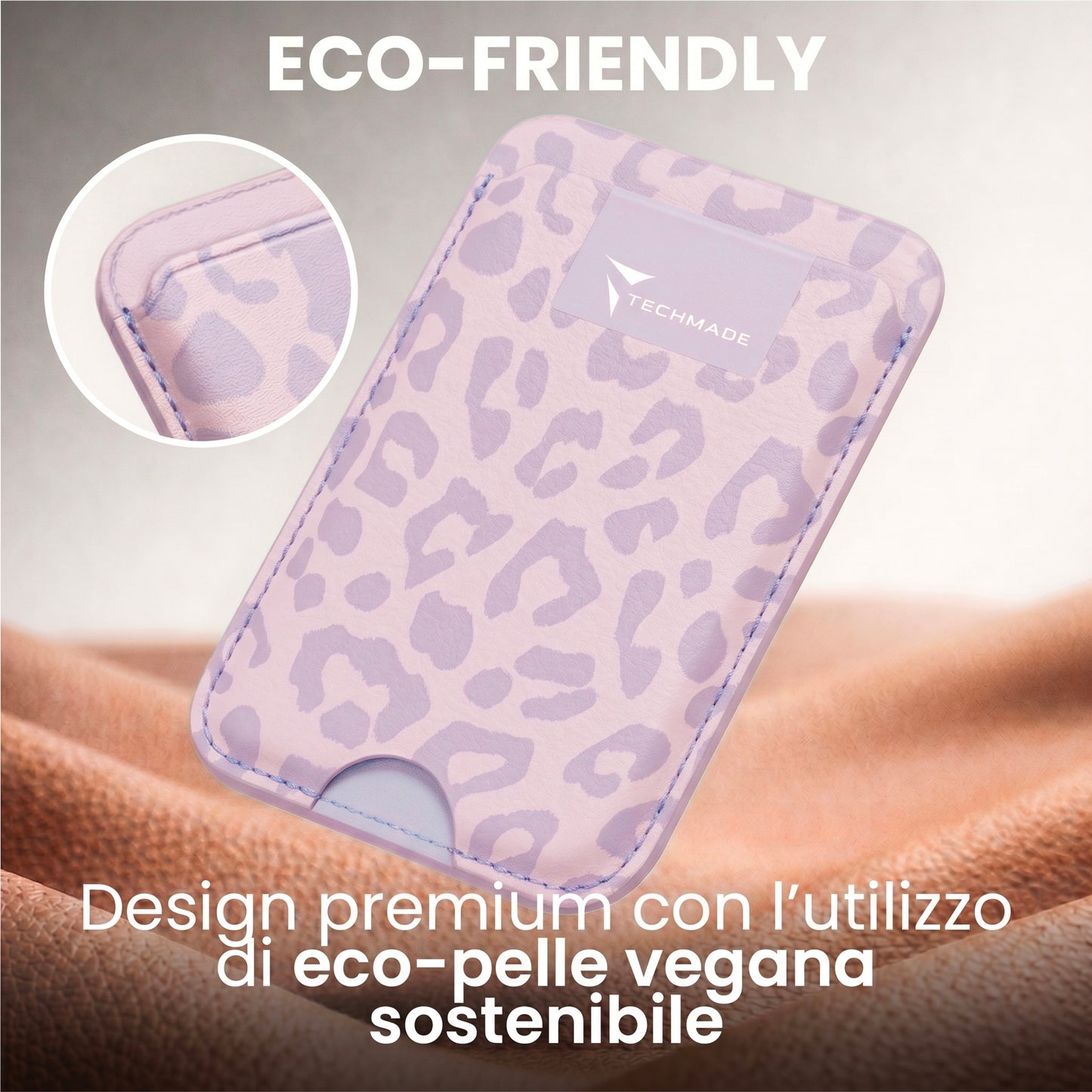 MagSafe Compatible Slim Wallet - Up to 3 Cards, with Adapter Ring (Animal Print)