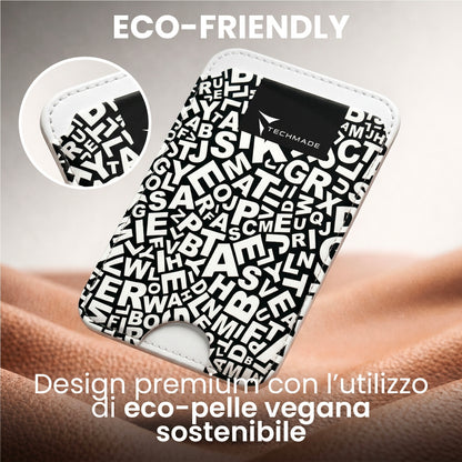 Slim Wallet compatibile MagSafe - Fino a 3 carte, con Anello adattatore (Pattern Write)
