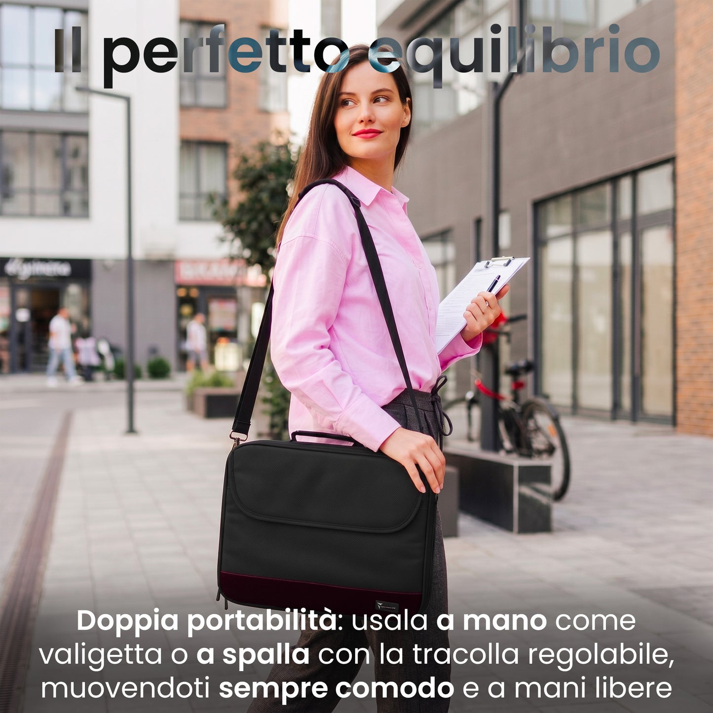 Borsa porta PC - Fino a 15,6" - con Tracolla e Manico
