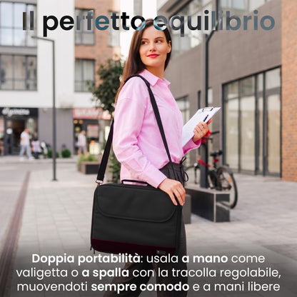 Borsa porta PC - Fino a 15,6" - con Tracolla e Manico