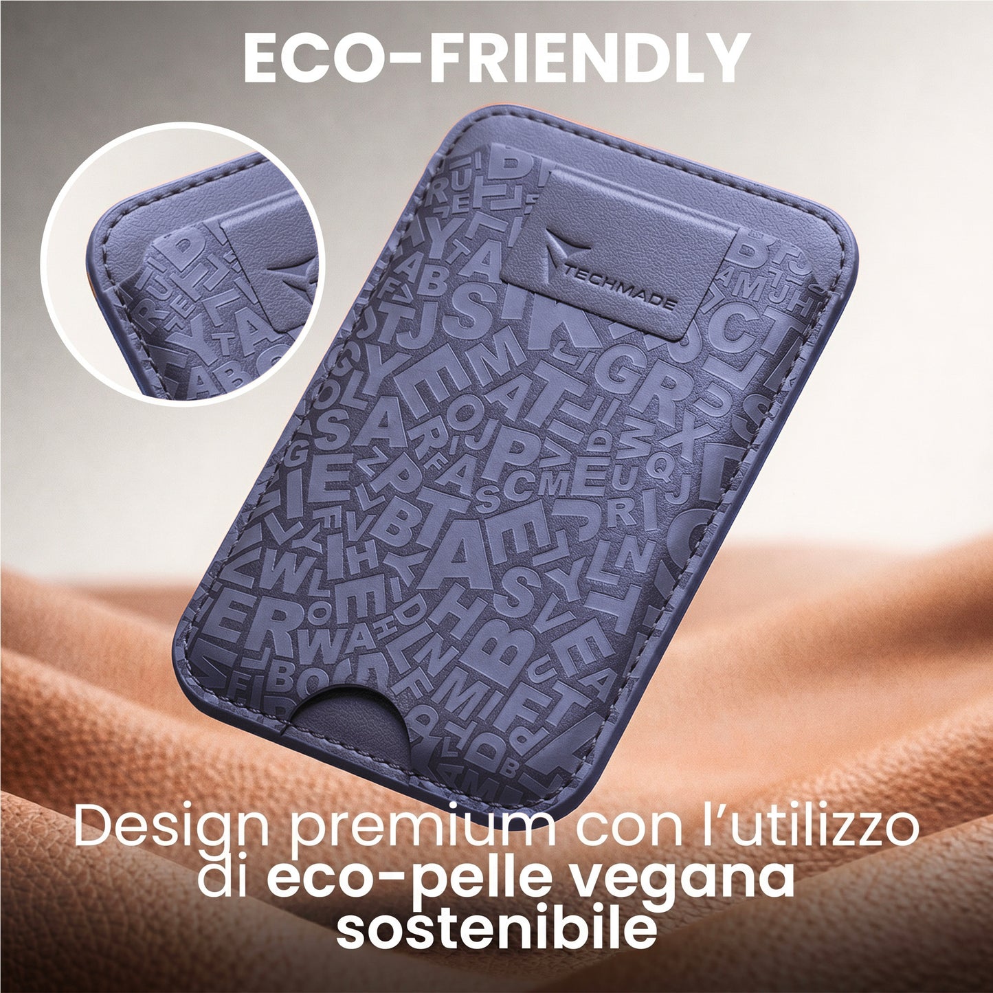 Slim Wallet compatibile MagSafe - Fino a 3 carte, con Anello adattatore (Pattern Write)