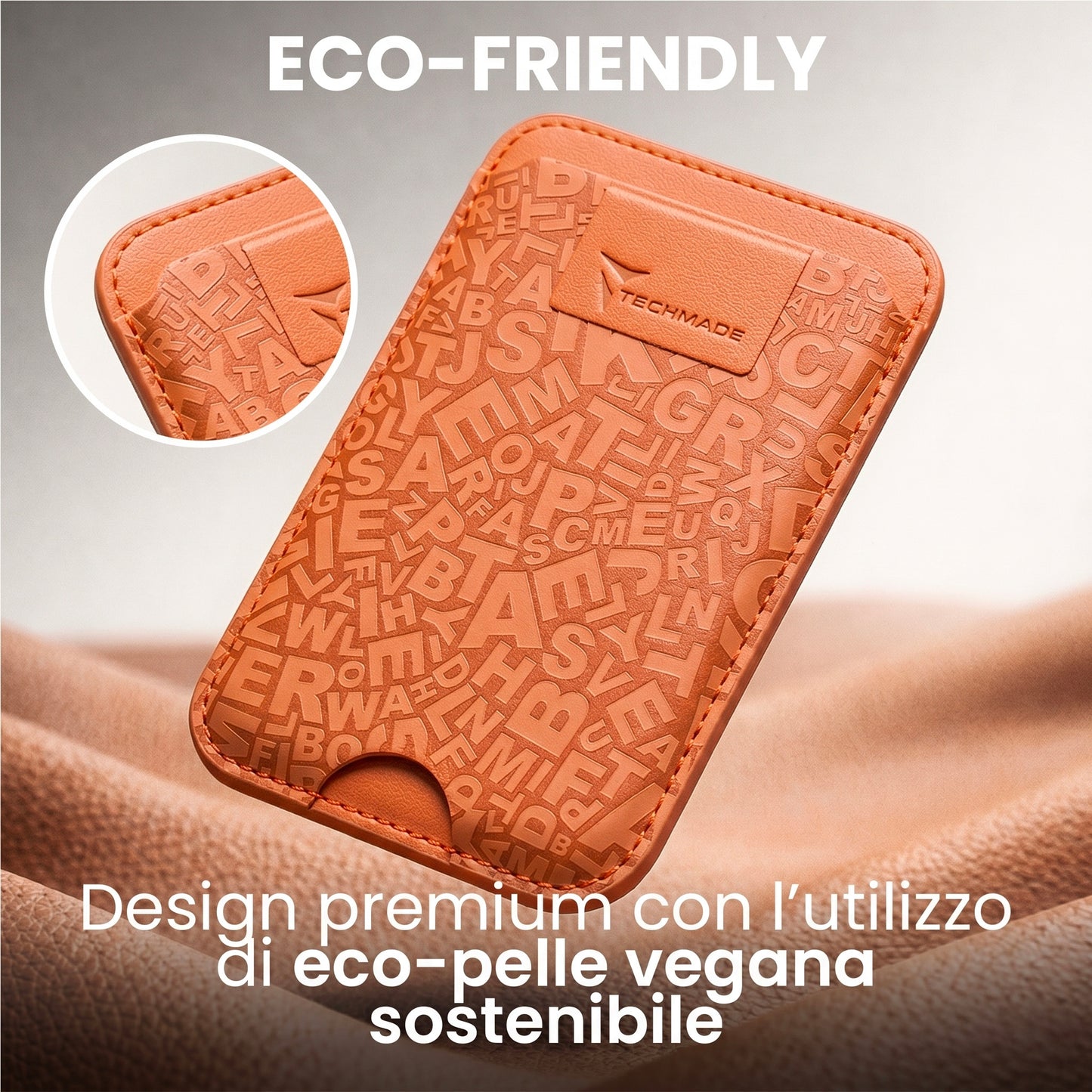 Slim Wallet compatibile MagSafe - Fino a 3 carte, con Anello adattatore (Pattern Write)