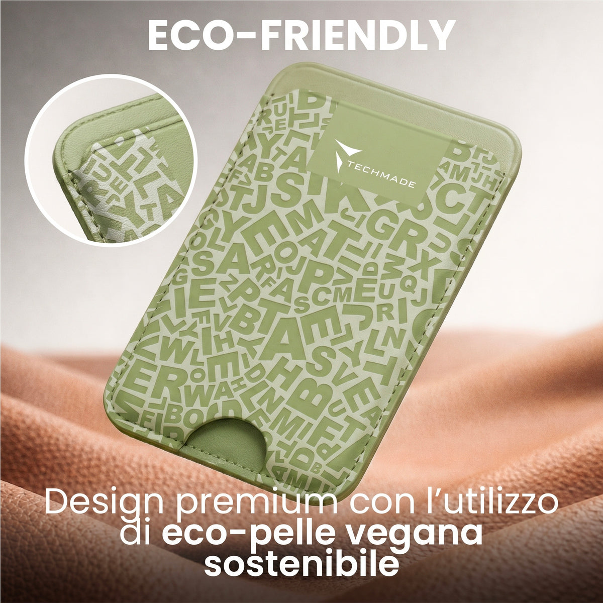 Slim Wallet compatibile MagSafe - Fino a 3 carte, con Anello adattatore (Pattern Write)