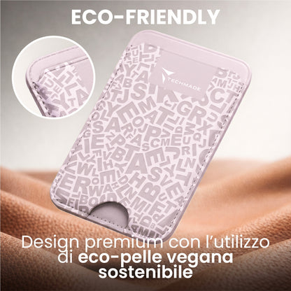 Slim Wallet compatibile MagSafe - Fino a 3 carte, con Anello adattatore (Pattern Write)