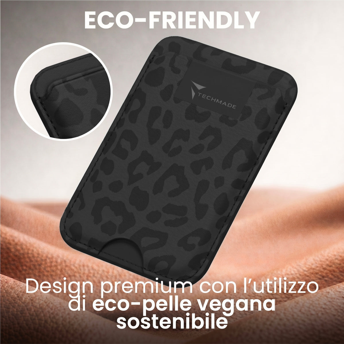 MagSafe Compatible Slim Wallet - Up to 3 Cards, with Adapter Ring (Animal Print)
