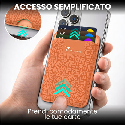 Slim Wallet compatibile MagSafe - Fino a 3 carte, con Anello adattatore (Pattern Write)