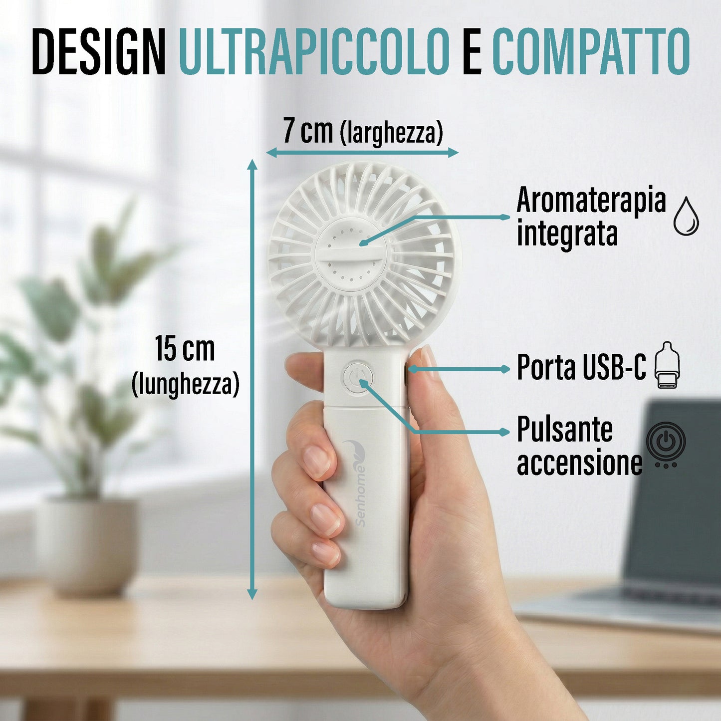 Portable Mini Fan with Aromatherapy - Rechargeable Battery