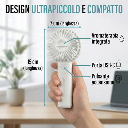 Portable Mini Fan with Aromatherapy - Rechargeable Battery