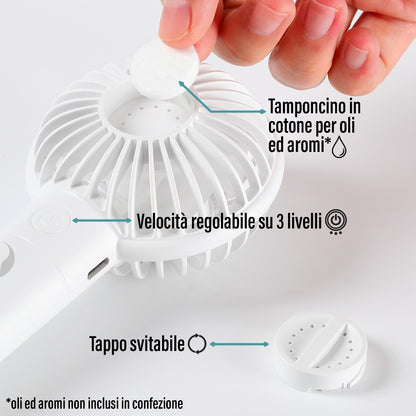 Portable Mini Fan with Aromatherapy - Rechargeable Battery