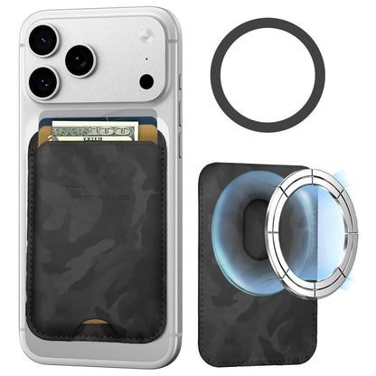 MagSafe Compatible Slim Wallet - Up to 3 Cards, with Adapter Ring (Camo Pattern)