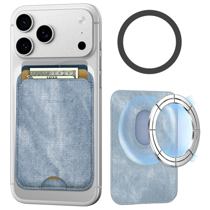 MagSafe Compatible Slim Wallet - Holds up to 3 cards, with Adapter Ring (Classic & Jeans Pattern)