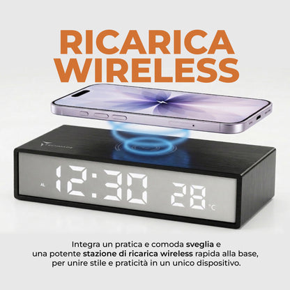 Sveglia Orologio con Ricarica Wireless - 15W