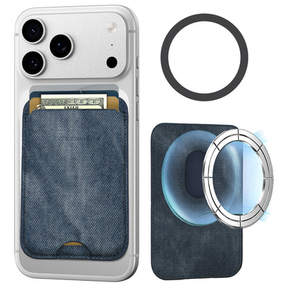MagSafe Compatible Slim Wallet - Holds up to 3 cards, with Adapter Ring (Classic & Jeans Pattern)