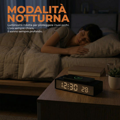 Sveglia Orologio con Ricarica Wireless - 15W