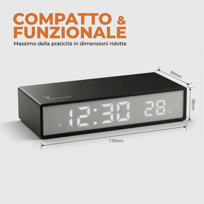 Sveglia Orologio con Ricarica Wireless - 15W