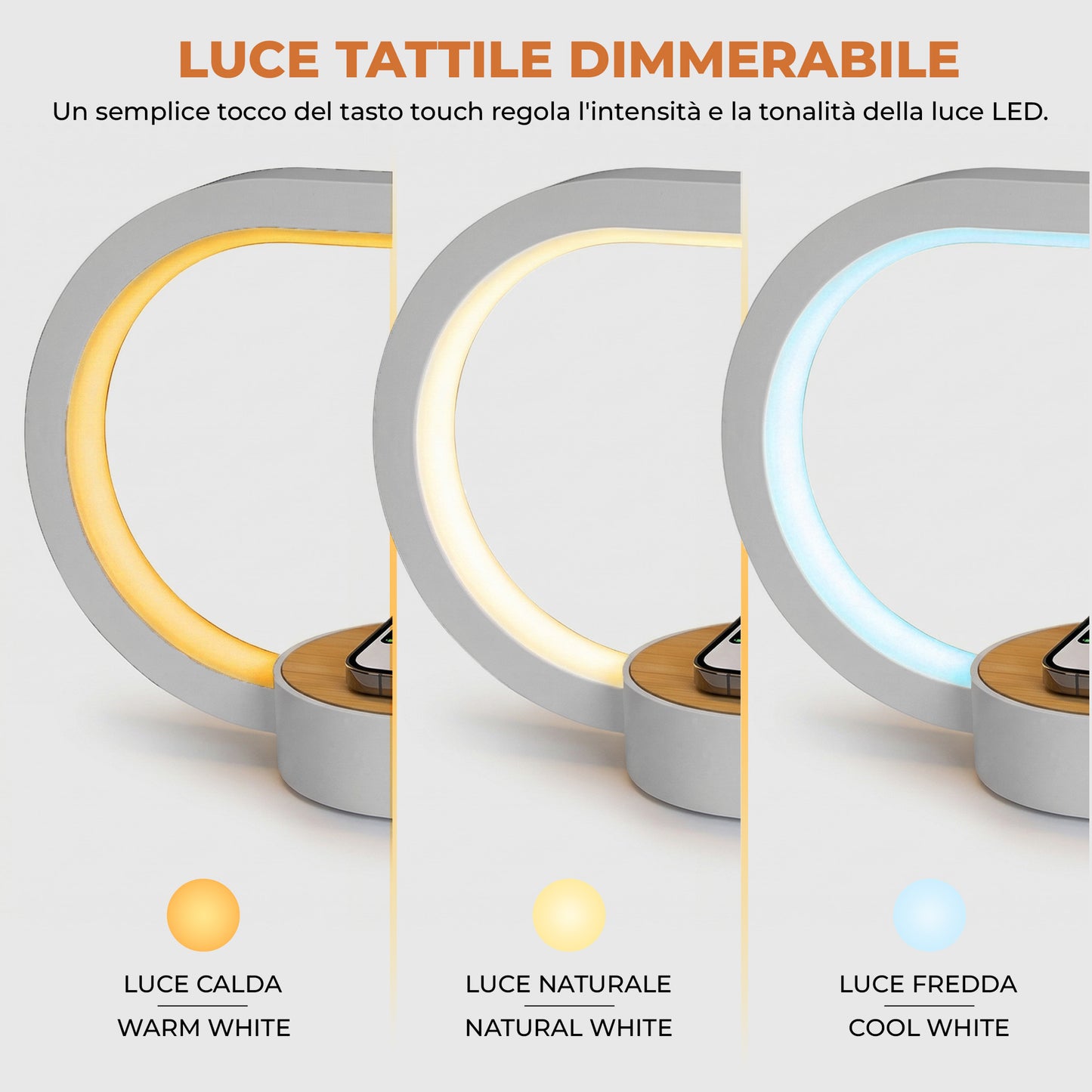 Lampada Orologio con Ricarica Wireless - 15W