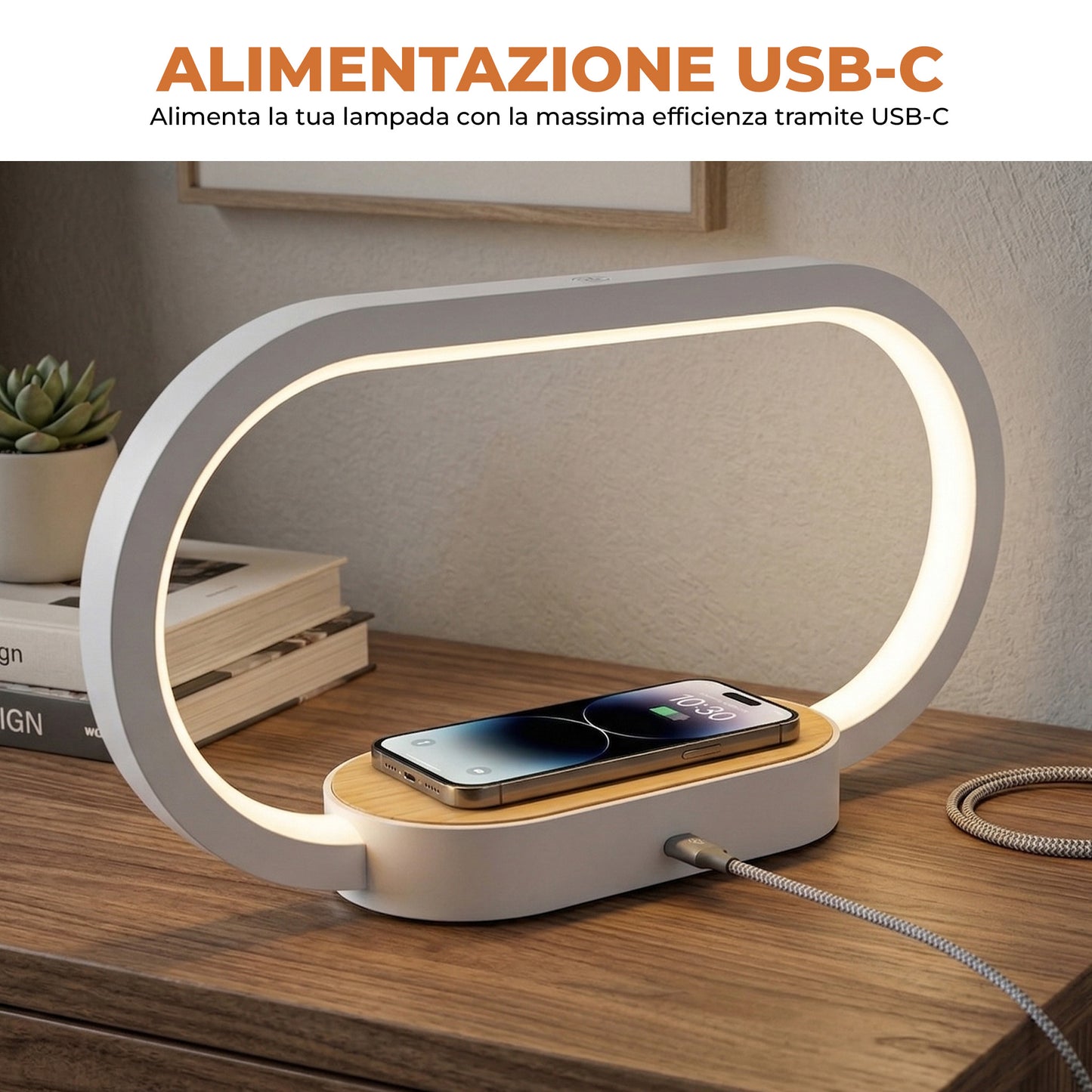 Lampada Orologio con Ricarica Wireless - 15W