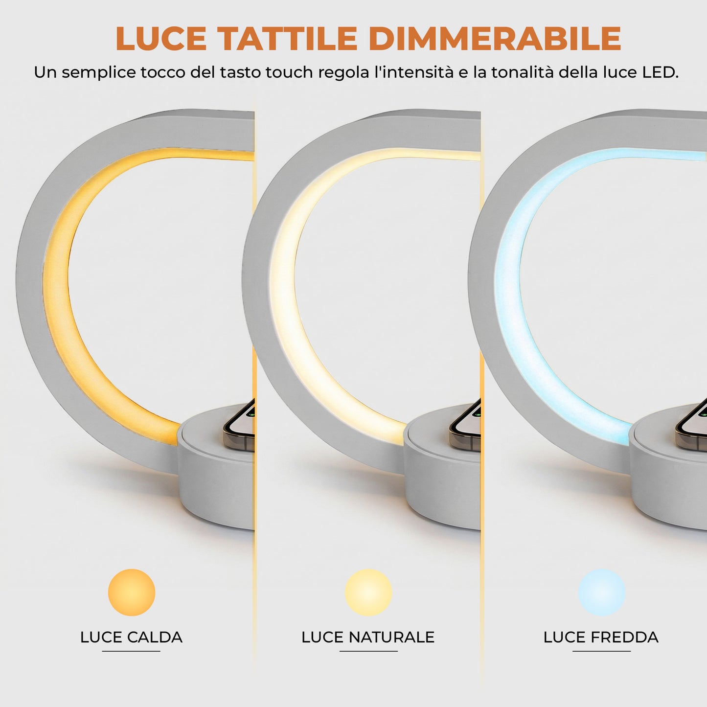Lampada Orologio con Ricarica Wireless - 15W