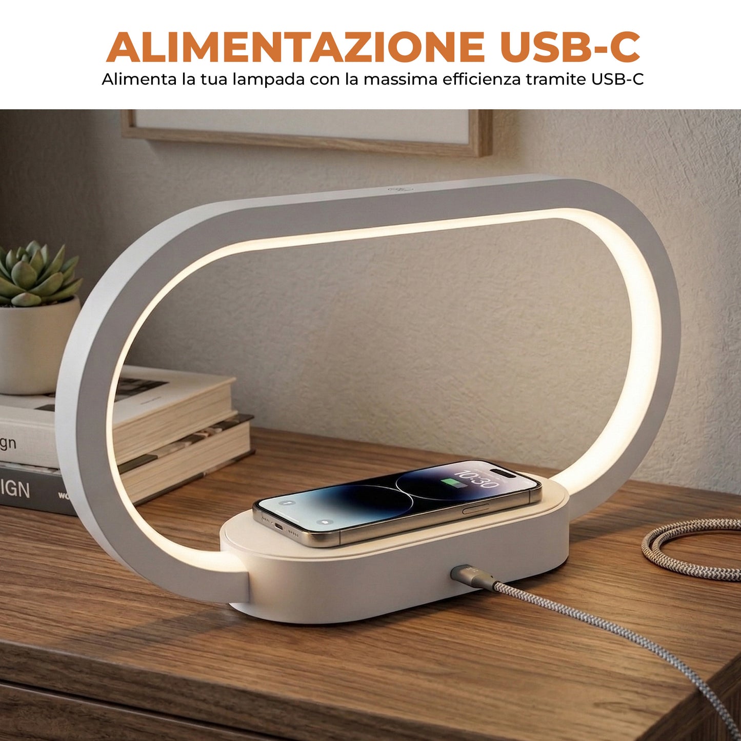 Lampada Orologio con Ricarica Wireless - 15W