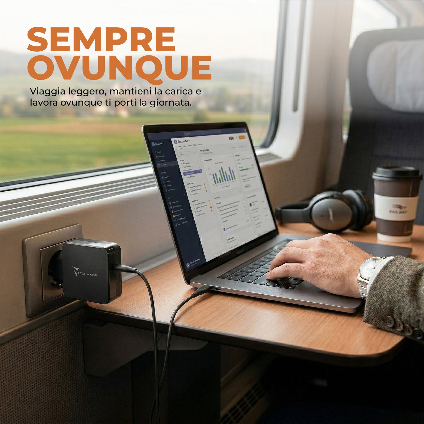 Caricatore Universale per Laptop, Tablet, Telefoni - Tipo C - 65W