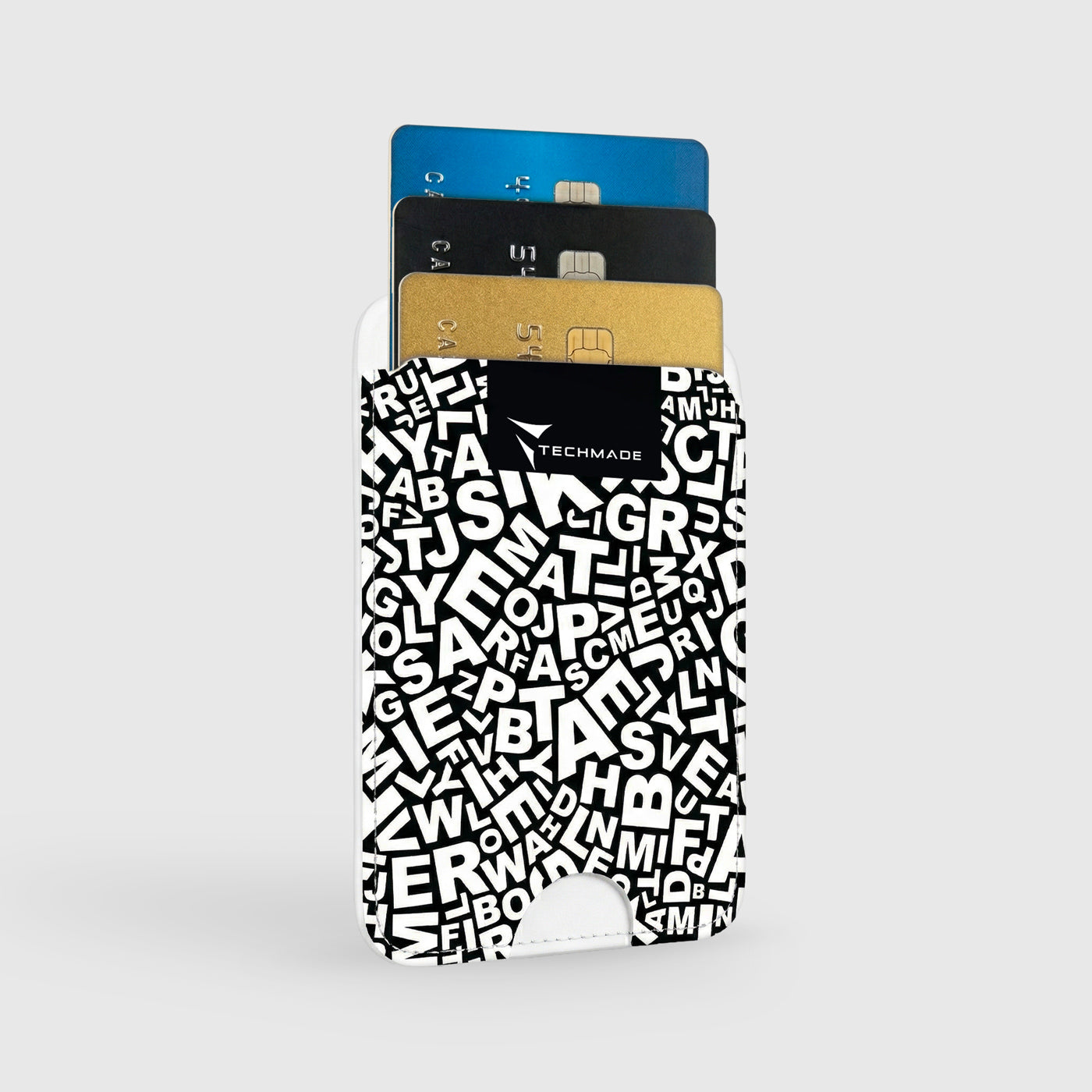 Slim Wallet compatibile MagSafe - Fino a 3 carte, con Anello adattatore (Pattern Write)
