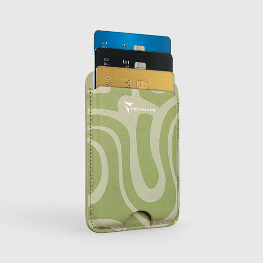 Slim Wallet compatibile MagSafe - Fino a 3 carte, con Anello adattatore (Pattern Liquid)