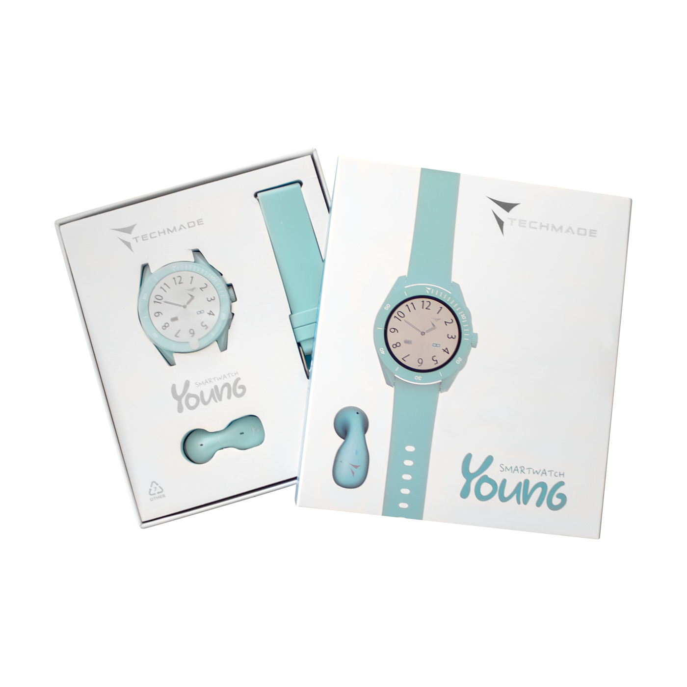 Smartwatch Young with Phone and SOS Function - Bundle Pack with Single Earphone