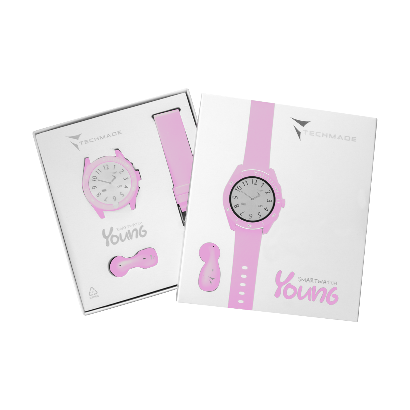 Smartwatch Young with Phone and SOS Function - Bundle Pack with Single Earphone