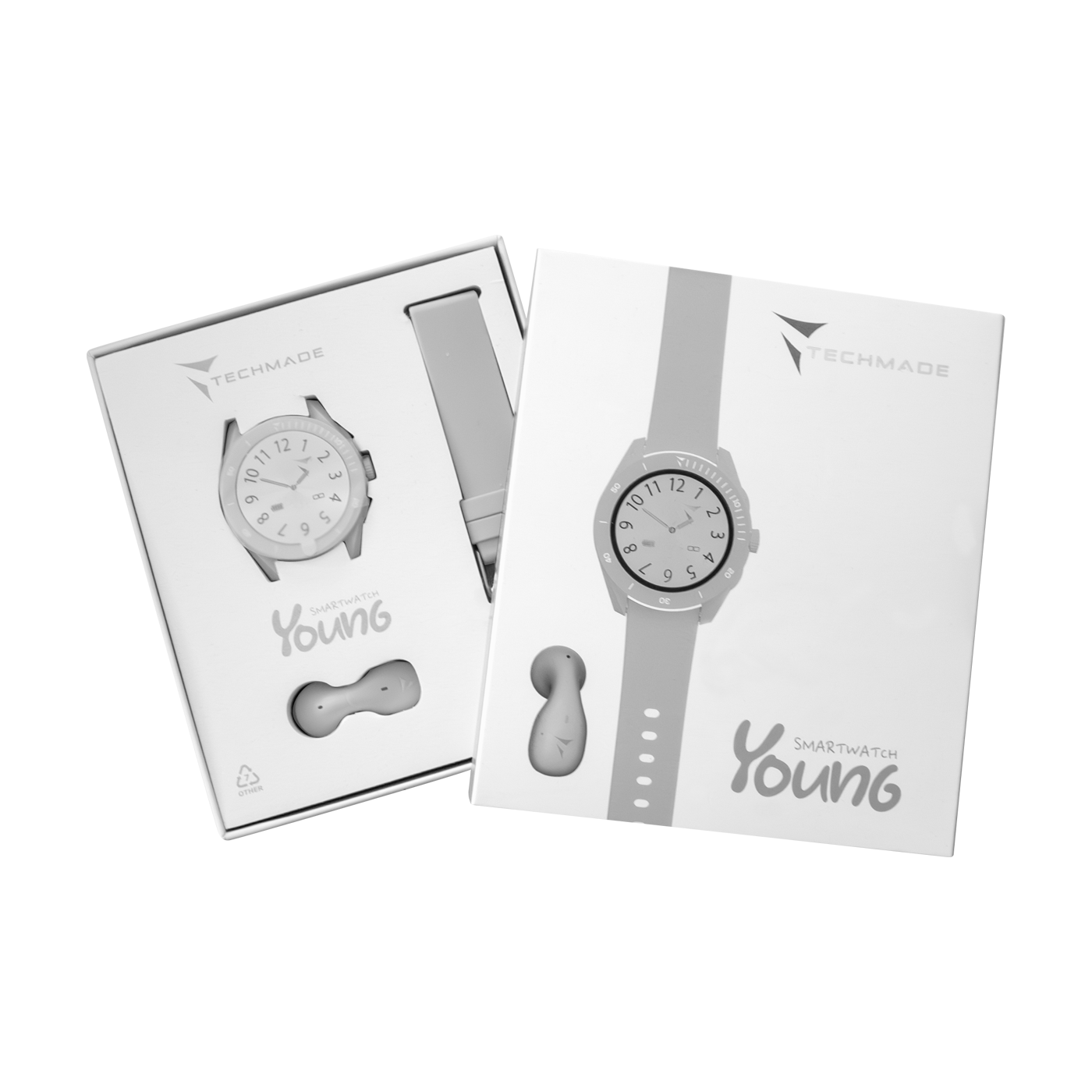 Smartwatch Young with Phone and SOS Function - Bundle Pack with Single Earphone