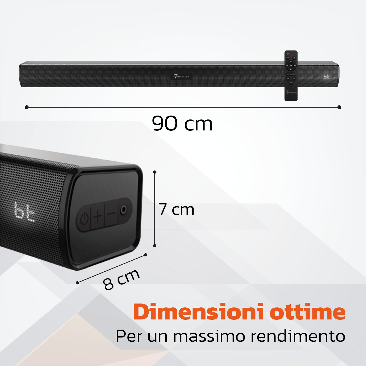 Soundbar TV 2.0 120W - ARC, Bluetooth, AUX, Ottico