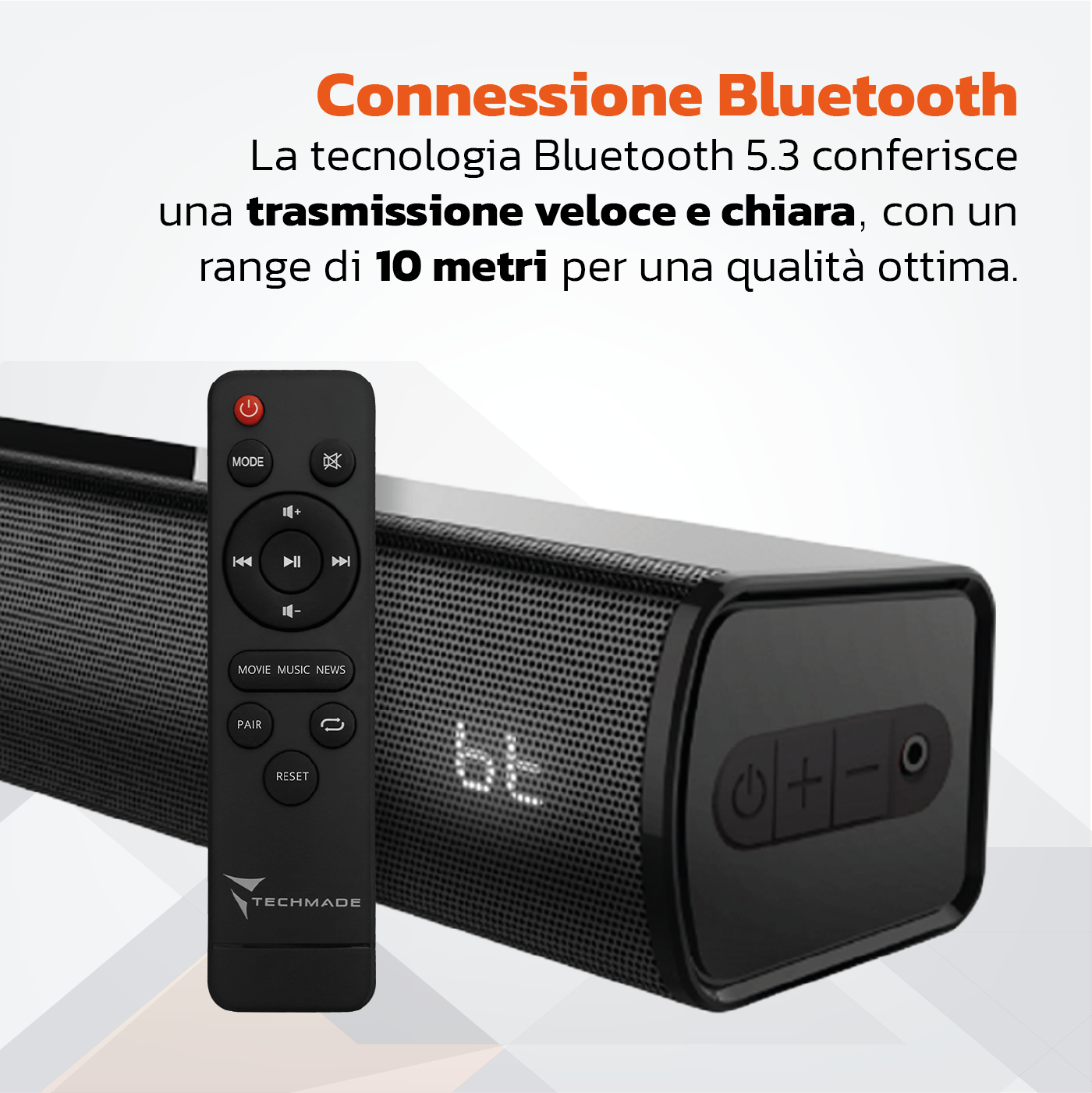 Soundbar TV 2.0 120W - ARC, Bluetooth, AUX, Ottico