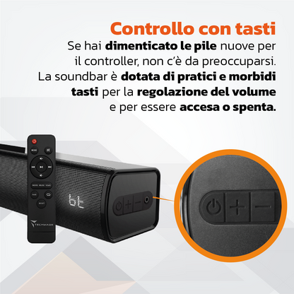Soundbar TV 2.0 120W - ARC, Bluetooth, AUX, Ottico