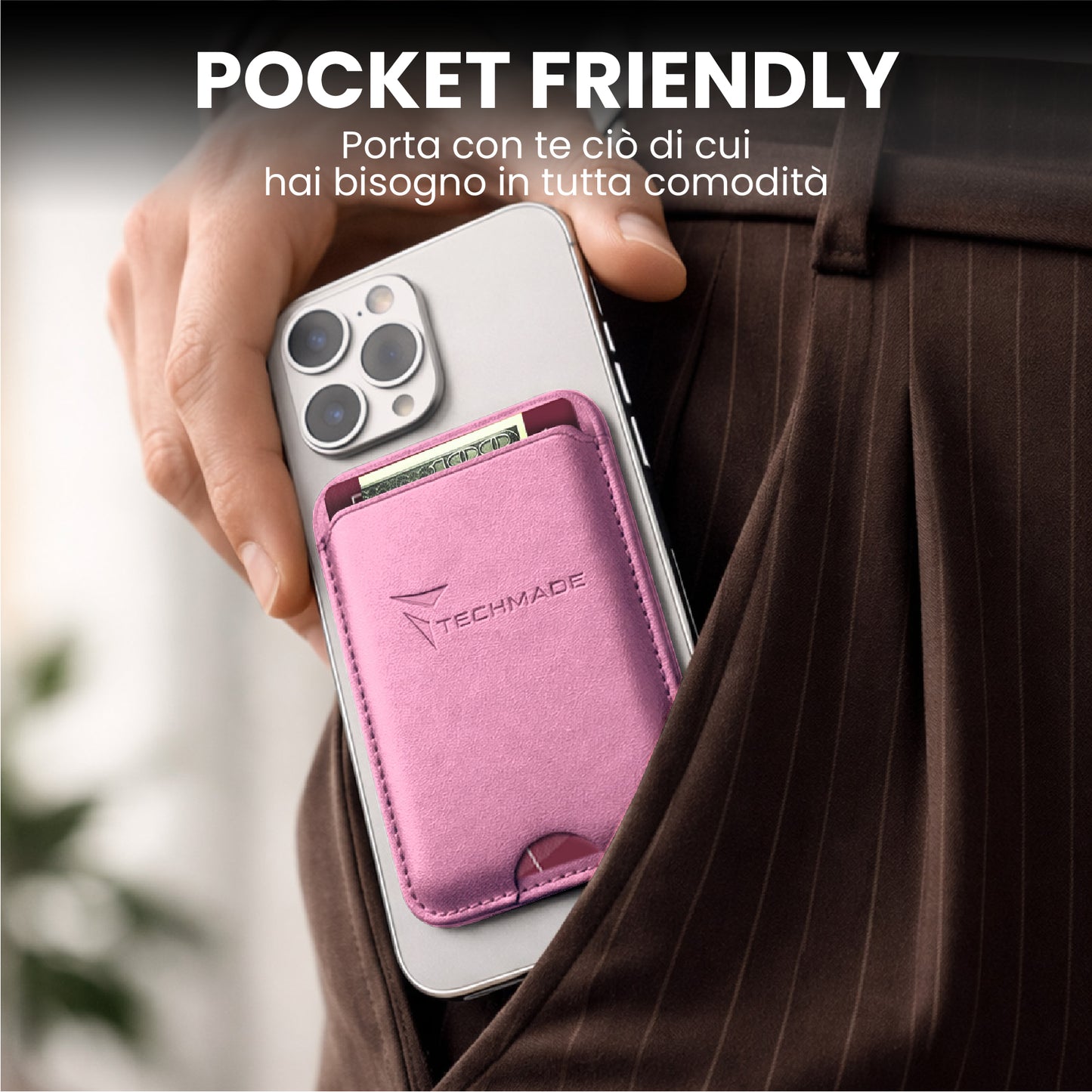 MagSafe Compatible Slim Wallet - Holds up to 3 cards, with Adapter Ring (Classic & Jeans Pattern)