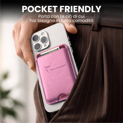 MagSafe Compatible Slim Wallet - Holds up to 3 cards, with Adapter Ring (Classic & Jeans Pattern)