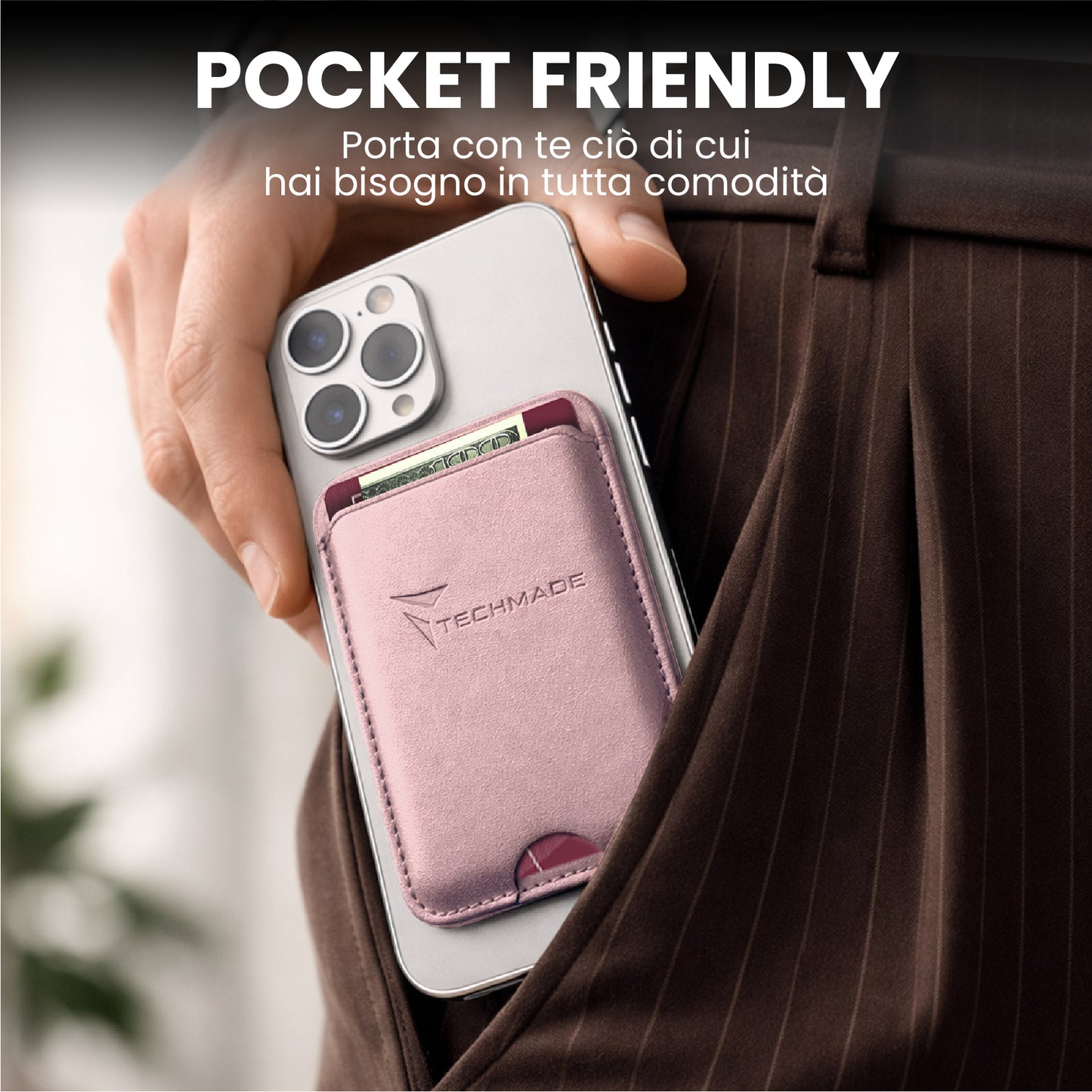 MagSafe Compatible Slim Wallet - Holds up to 3 cards, with Adapter Ring (Classic & Jeans Pattern)