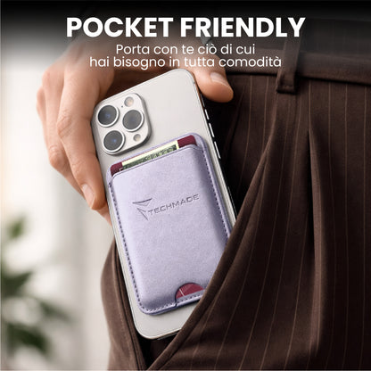 MagSafe Compatible Slim Wallet - Holds up to 3 cards, with Adapter Ring (Classic & Jeans Pattern)