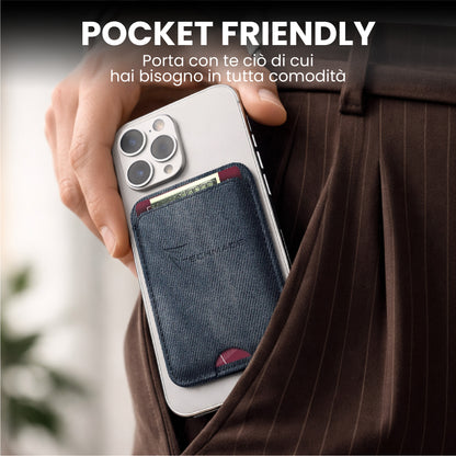 MagSafe Compatible Slim Wallet - Holds up to 3 cards, with Adapter Ring (Classic & Jeans Pattern)