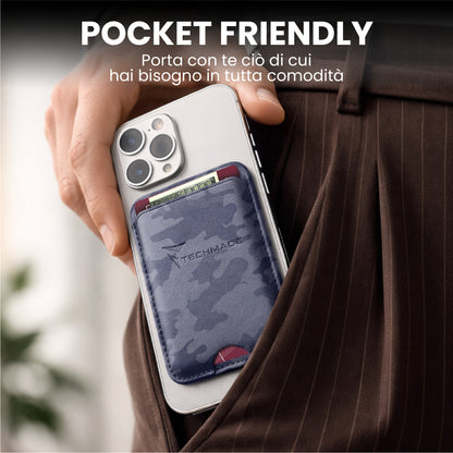 MagSafe Compatible Slim Wallet - Up to 3 Cards, with Adapter Ring (Camo Pattern)