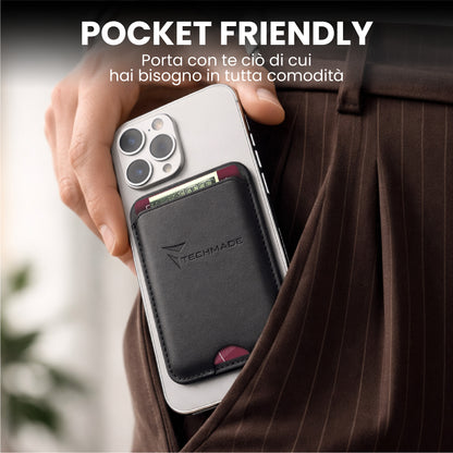 MagSafe Compatible Slim Wallet - Holds up to 3 cards, with Adapter Ring (Classic & Jeans Pattern)